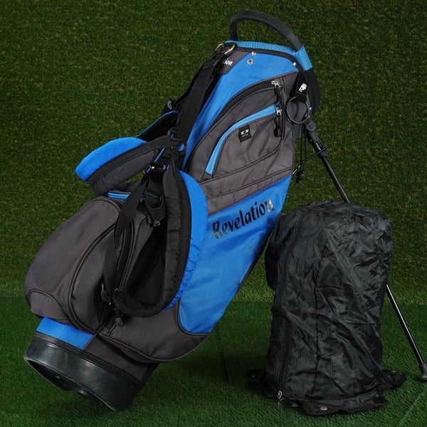 REVELATION 'MAJOR' STAND BAG 14 WAY DIVIDERS GOLF BAG, BLACK / ROYAL BLUE