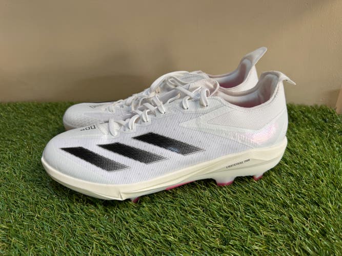 Adidas Baseball Cleats Adizero Electric+ TPU White Pink IF8488 Mens Size 12 NEW