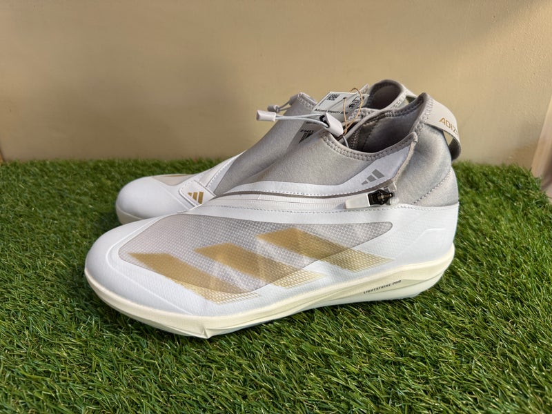 Adidas Adizero Impact+ BSB Metal Baseball Cleats IF8483 White Gold Men Size 10.5