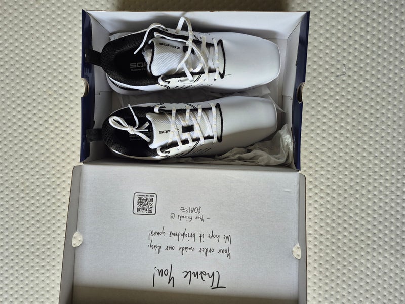Sqairz White Men's Molded Baseball Cleats Size 13.0 (W 14.0) Adult Low Top Molded Cleats (New)