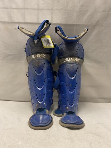 Used All-Star CATCHER SHINS LGADV912 Catchers Leg Guards Royal Blue Youth 11490-S000266738