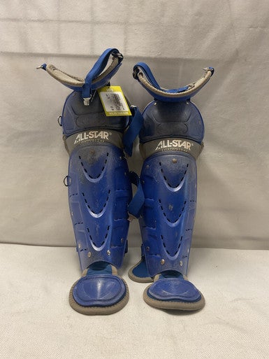 Used All-Star CATCHER SHINS LGADV912 Catchers Leg Guards Royal Blue Youth 11490-S000266738