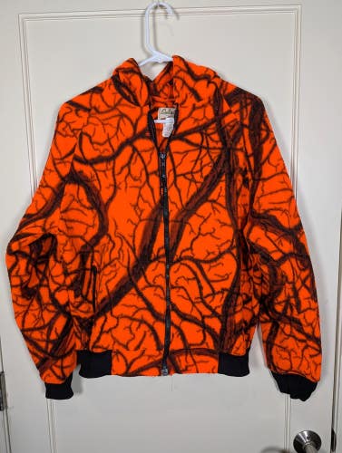 VTG Cabela's Blaze Orange Camo FleeceJacket Size: L *Check Measurements* Hunt