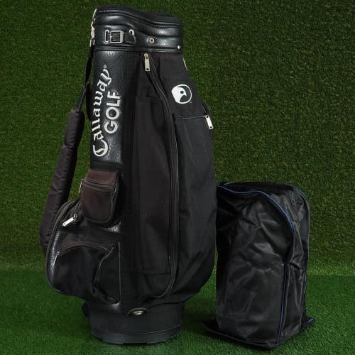 CALLAWAY HAWKEYE CART / STAFF BAG 6-WAY DIVIDERS GOLF BAG, BLACK / BROWN ~ LOOK!