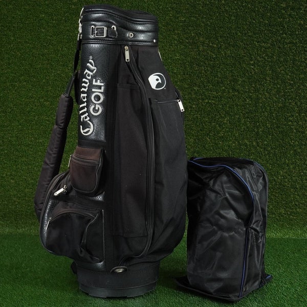CALLAWAY HAWKEYE CART / STAFF BAG 6-WAY DIVIDERS GOLF BAG, BLACK / BROWN ~ LOOK!