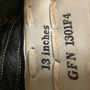 Used Mizuno GFN 1301F4 RH Throw Fastpitch Gloves Black And White 13" 11725-S000493218