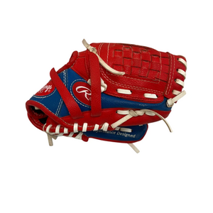 Used Rawlings PL91SR BB/SB Glove T-ball Royal Blue And Red 9" 11692-S000143207