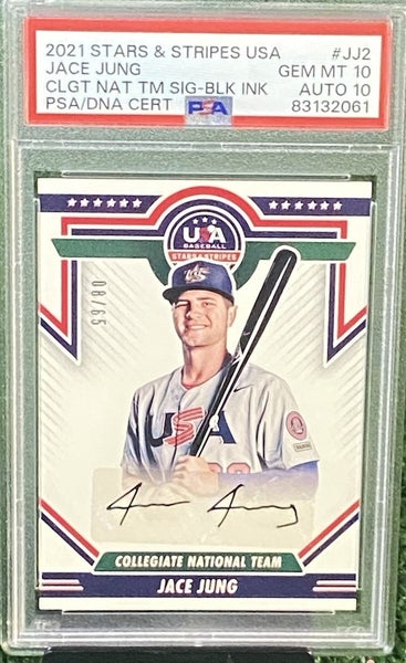 Jace Jung  PSA 10 Auto 10 2021 USA Baseball Stars And Stripes Collegiate