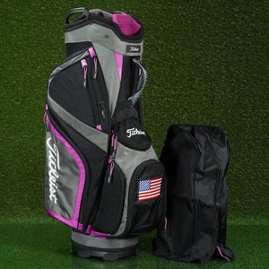 TITLEIST CART BAG 14-WAY + PUTTER WELL LADIES GOLF BAG BLACK/PINK ~ NEVER USED!