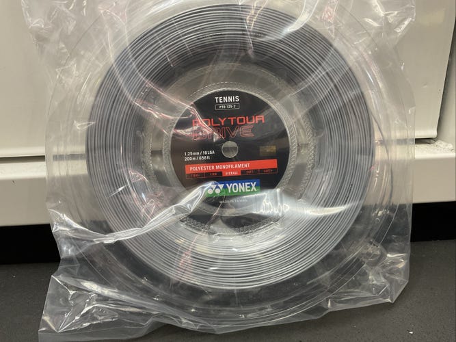 Yonex Polytour Drive 16L Gauge 1.25mm Tennis String Reel Silver 200m/656 FT