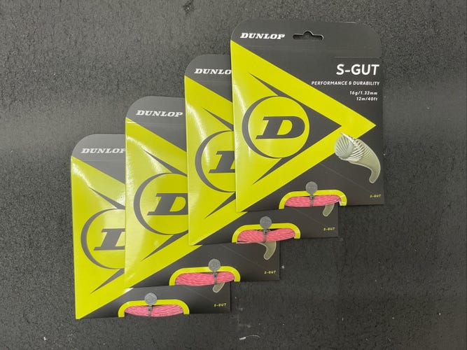 Dunlop S-Gut 16G Pink Tennis String (4 Pack)
