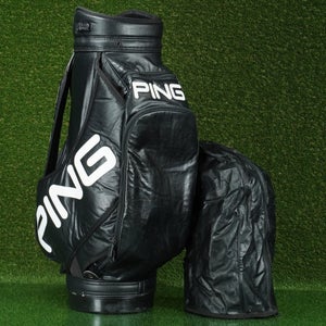 PING 14 TOP STAFF BAG 6 WAY DIVIDERS GOLF BAG, BLACK / WHITE ~ VINTAGE & NICE!!