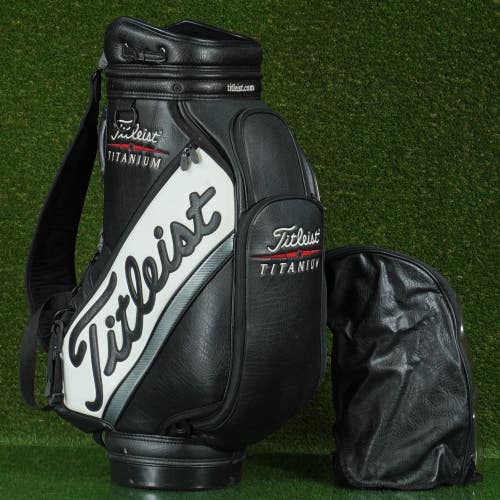 TITLEIST TITANIUM STAFF BAG 10 TOP 6 WAY GOLF BAG, BLACK / WHITE ~ AWESOME!!