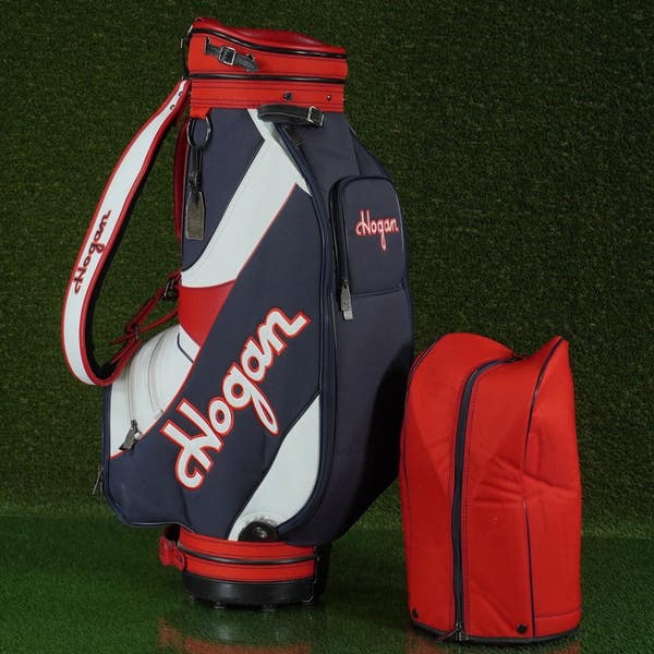 VINTAGE BEN HOGAN GOLF STAFF BAG 9 TOP, USA RED / WHITE / BLUE