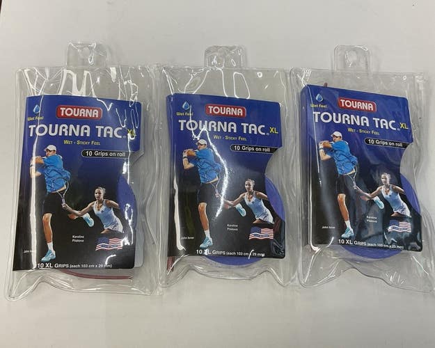 Tourna Tac XL Wet Feel 3 Pack Of 10 Grip Roll (Blue)
