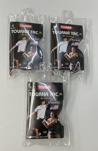 Tourna Tac XL Wet Feel 3 Pack Of 10 Grip Roll (Black)