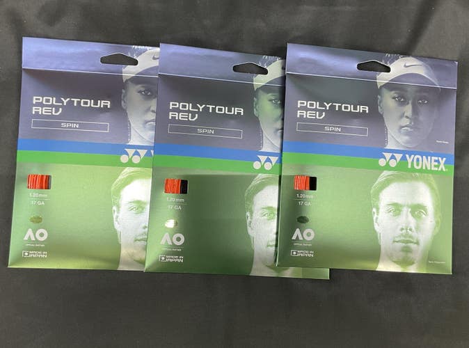 Yonex Poly Tour Rev Spin 17 Ga Tennis String 3 Pack