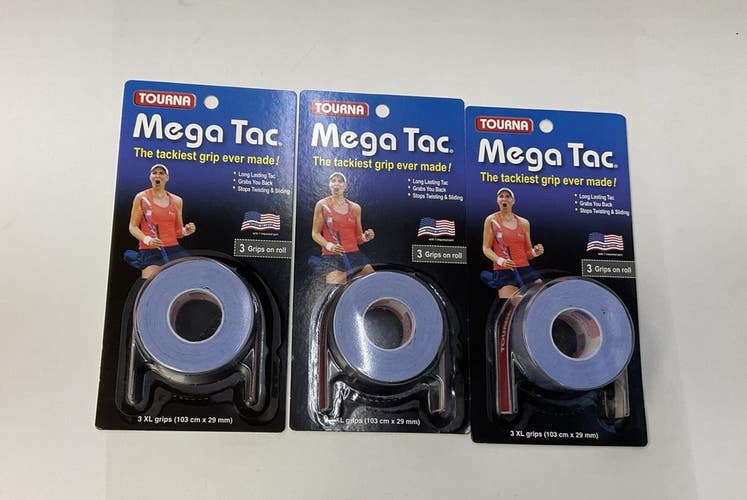 Tourna Mega Tac 3 Pack Of 3 Grip Roll (Blue)