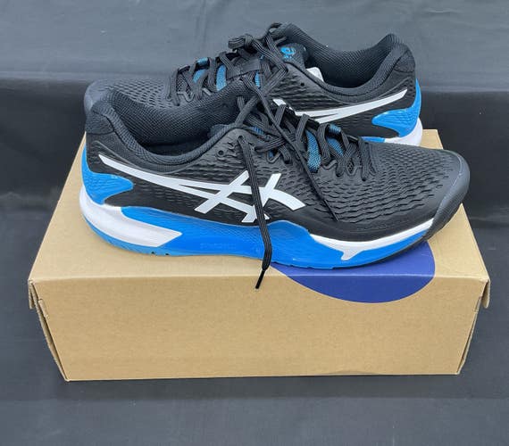 Asics Mens Gel-Resolution 9 Size 11.5 Black/White/Blue Used Once