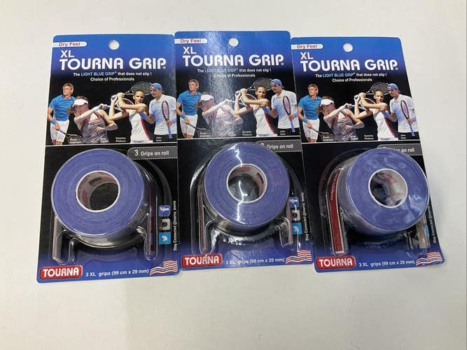 Tourna Grip XL Dry Feel 3 Pack Of 3 Grip Roll (Blue)