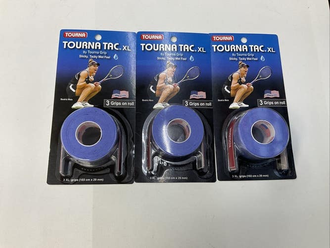Tourna Tac XL Wet Feel 3 Pack Of 3 Grip Roll (Blue)