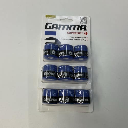 Gamma Surpreme Tacky Overgrips 3 Pack Of 3 (Blue)