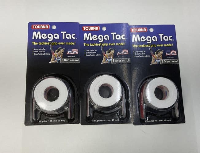 Tourna Mega Tac 3 Pack Of 3 Grip Roll (White)