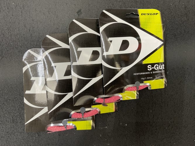 Dunlop S-Gut 16G Pink Tennis String (4 Pack)