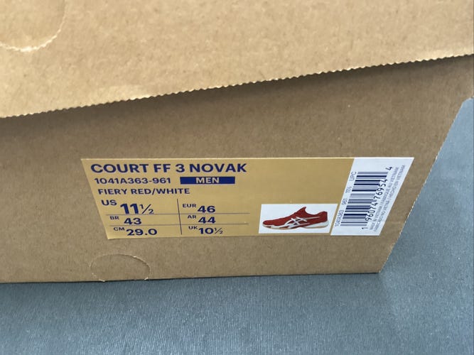 Asics Court FF 3 Novak Men's Tennis Shoe (Red/White) SIZE 11.5