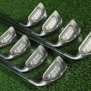 PING ZING 2 KARSTEN IRONS SET 3-PW JZ STIFF FLEX RH MAROON DOT RH +1 NEW GRIPS
