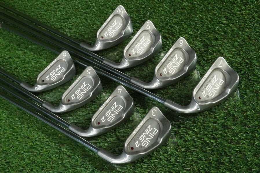 PING ZING 2 KARSTEN IRONS SET 3-PW JZ STIFF FLEX RH MAROON DOT RH +1 NEW GRIPS