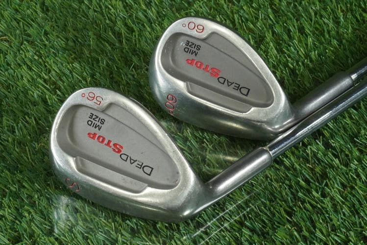DEAD STOP MID SIZE WEDGES SET SW,LW PALM SPRINGS STEEL STIFF FLEX LH 56 / 60