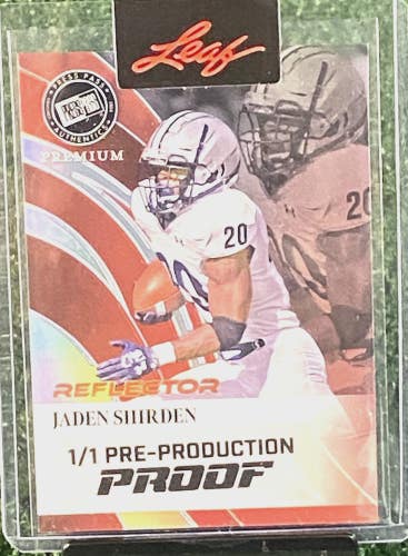 Jaden Shirden 1/1 Pre-Production Proof SP 2024 Leaf Press Pass Premium Reflector