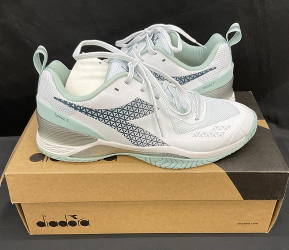 Diadora Womens BluShield Torneo 2 AG Size 6 White/Legion Blue/Surf SP