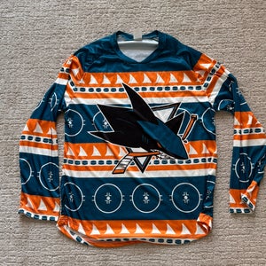 San Jose Sharks Promo Jersey Orange Blue Size M Ugly Christmas Sweater Version - Medium