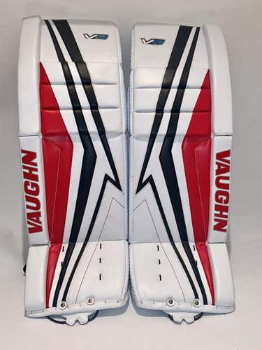 White Senior 33" Vaughn Velocity V9 Goalie Leg Pads - Great Condition! - Pixallo.store