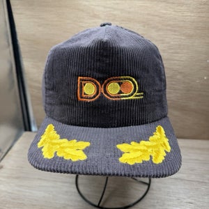 Vintage Corduroy New Era Made In USA Brown Trucker hat Cap Gold Oak Leaf