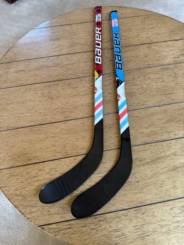 2 like new Bauer Mystery Mini Right Handed Hockey Stick - OTB Olly and Jacob