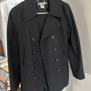 Jcrew, women's size medium black wool pea coat