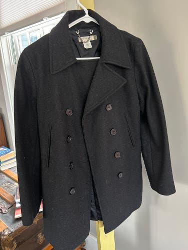 Jcrew, women's size medium black wool pea coat