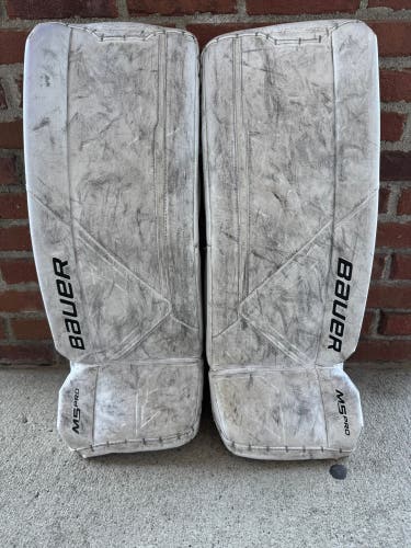 White 29" Intermediate Bauer Supreme M5 Pro Goalie Leg Pads (Used)