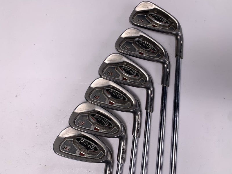 Ping i15 Iron Set 4-9 White Dot 3* Up AWT Stiff Steel Mens RH Midsize Grip +1/2"