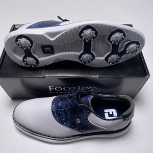 FootJoy FJ Traditions Saddle Camo Golf Shoes White Navy Men's SZ 9.5 (57945)