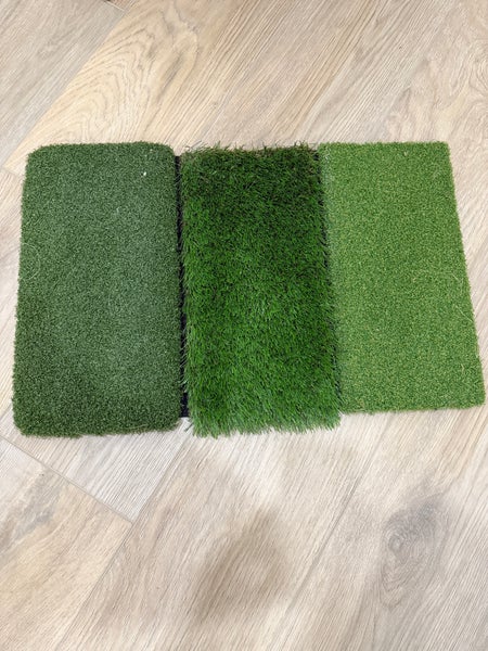 Tri-turf golf hitting mat