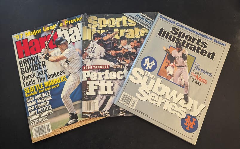 New York Yankees Magazine Lot x3 Jeter Hardball 1997, Sports Illustrated 1998, 2000