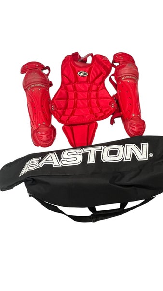 Champro Red Baseball Catchers Gear Set w Easton Bat Bag Shin Guards Chest Protector