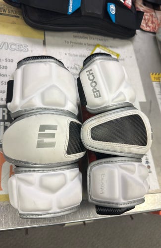 Epoch Integra (Used) Medium Arm Pads adult Senior Sr MD lacrosse lax elbow guard white