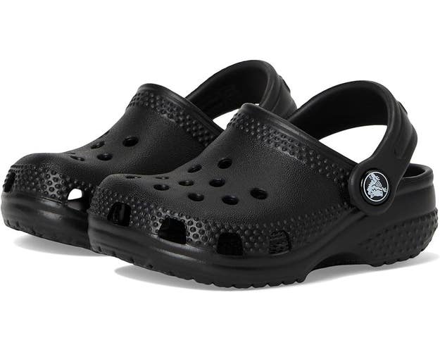 Crocs Crib Classic Clog 11441-001 Kids 2-3 Black Round Toe Slip On Shoes TLW261