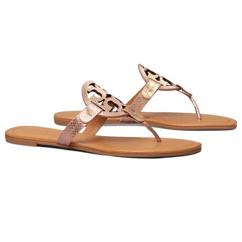 Tory Burch Miller Sandal Women's 8.5 Coral Leather Slip On Open Toe Thong TZP240