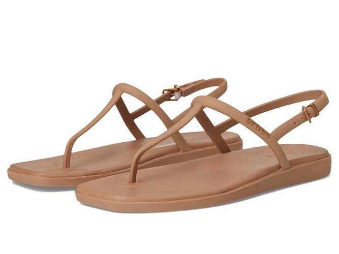 Crocs Miami Flip Flop Women's US 9 Beige Slip On T-Strap Thong Sandals TLW243